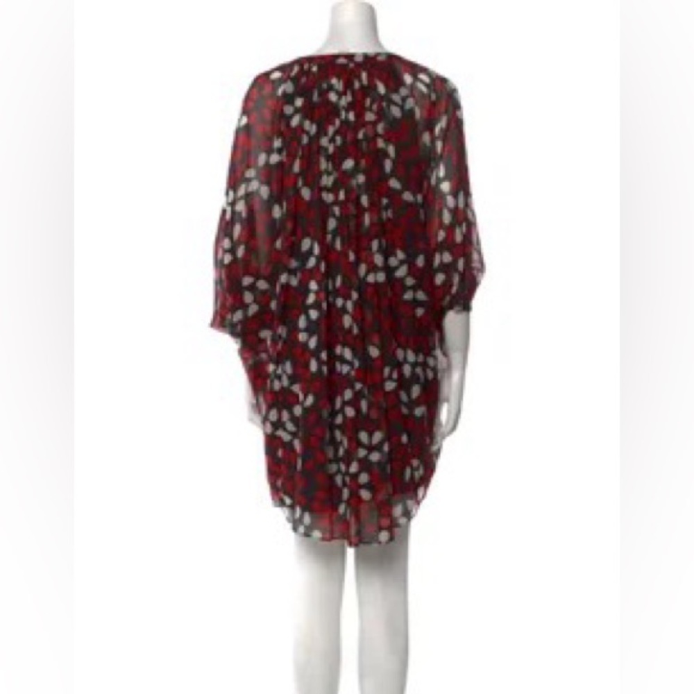 DIANE VON FURSTENBERG  Fleurette Silk Mini Dress Red White Floral Petals Sz. 4 - Picture 5 of 16
